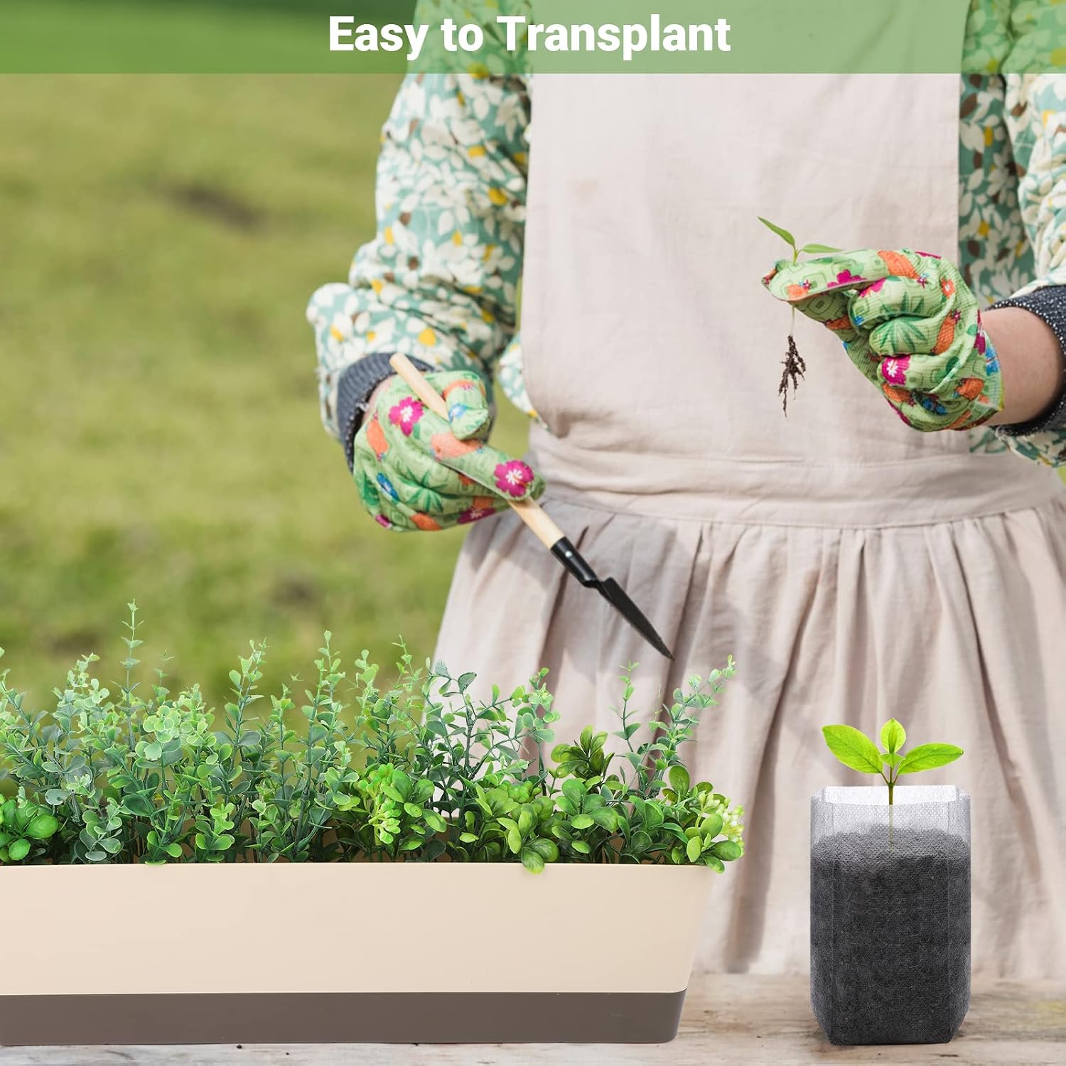 200 PCS Nursery Bags, 5.5"x6.3" Non-Woven Fabric Seedling Bags Biodegradable for Home Garden Supply, Tree, Flower