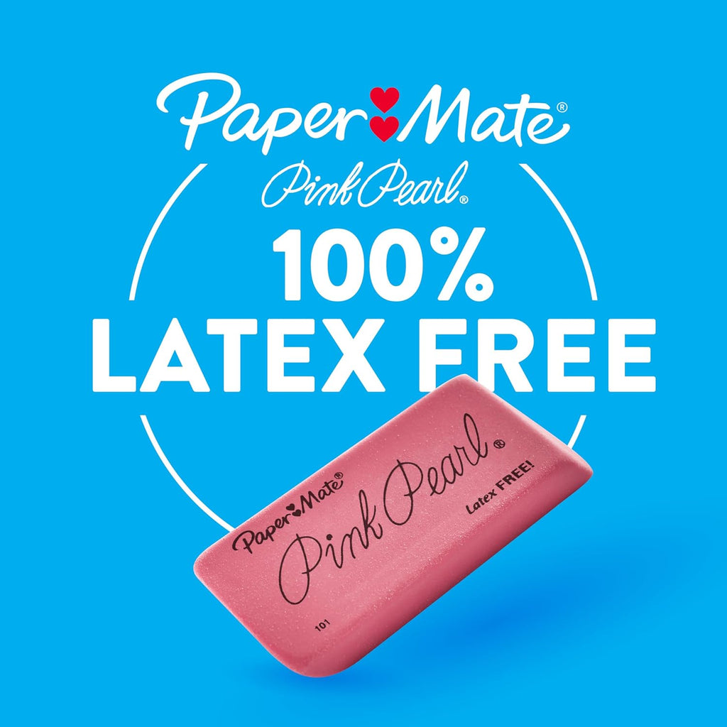 Erasers, Pink Pearl, 12 Count - Latex Free and Smudge Resistant, Back to School, Teacher Supplies