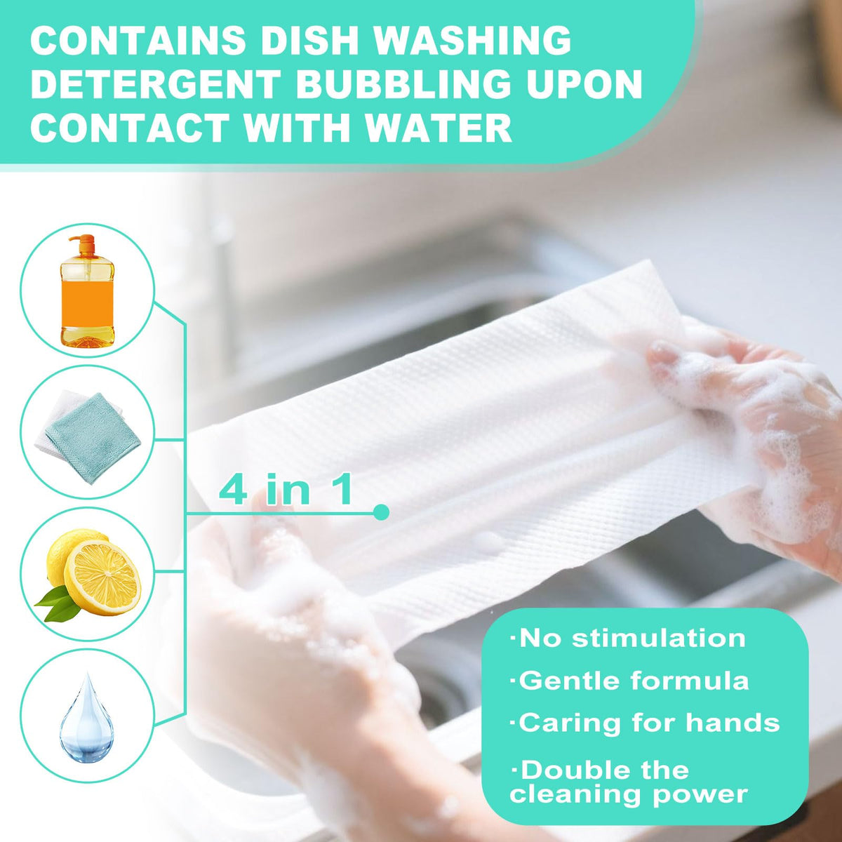 50 Disposable Dish Cleaning Wipes Individually Wrapped