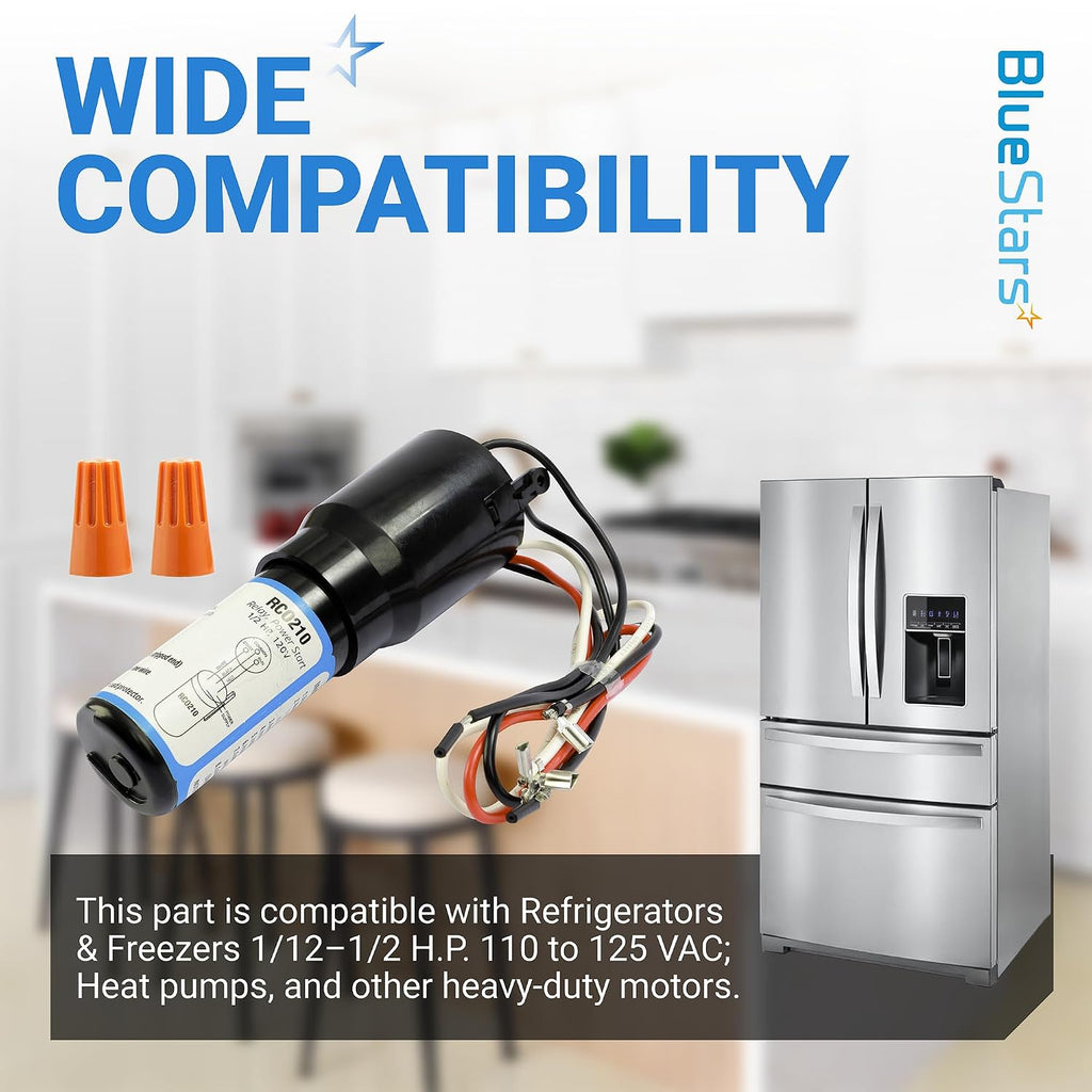 RCO210 3 in 1 Hard Start Capacitor Replacement 1/3-1/2 HP 115VAC | 3 in 1 Start Relay RSC Series Solid State Relay
