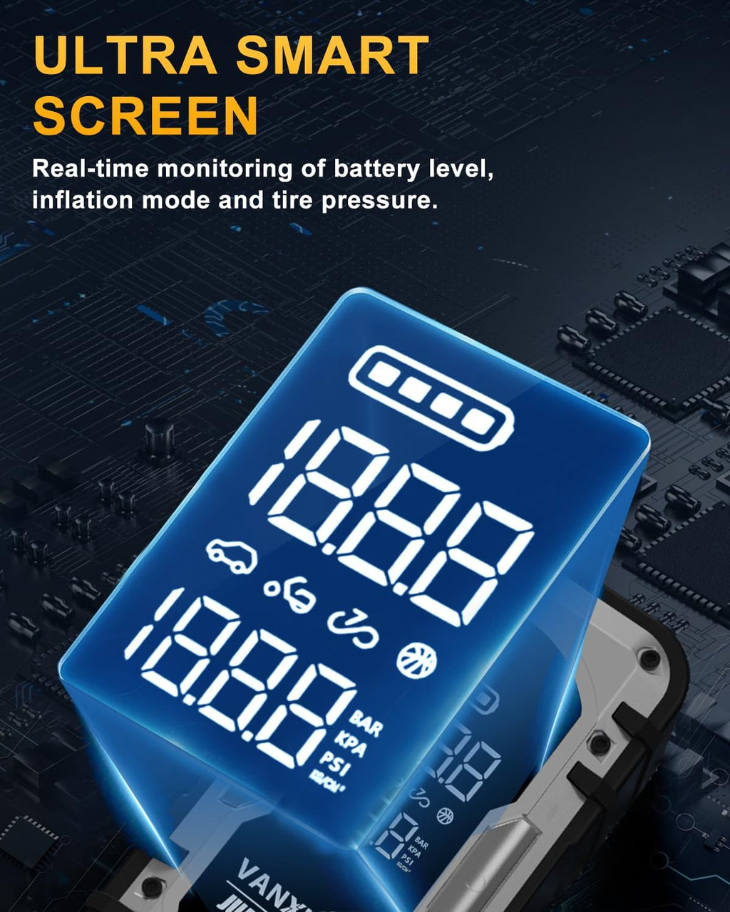 8000A Portable Car Battery Jump Starter with Air Compressor, 150PSI (9.0 L Gas/8.0L Diesel), 12V Jump Box Car Battery