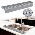 Silicone Sink Edge Protector Splash Guard, 30x4 Inch with Suction Cups & 5°Tilt, Cuttable for Kitchen Bathroom
