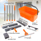Window Cleaning Kit with 3 Gallon Bucket, 76" Long Squeegee