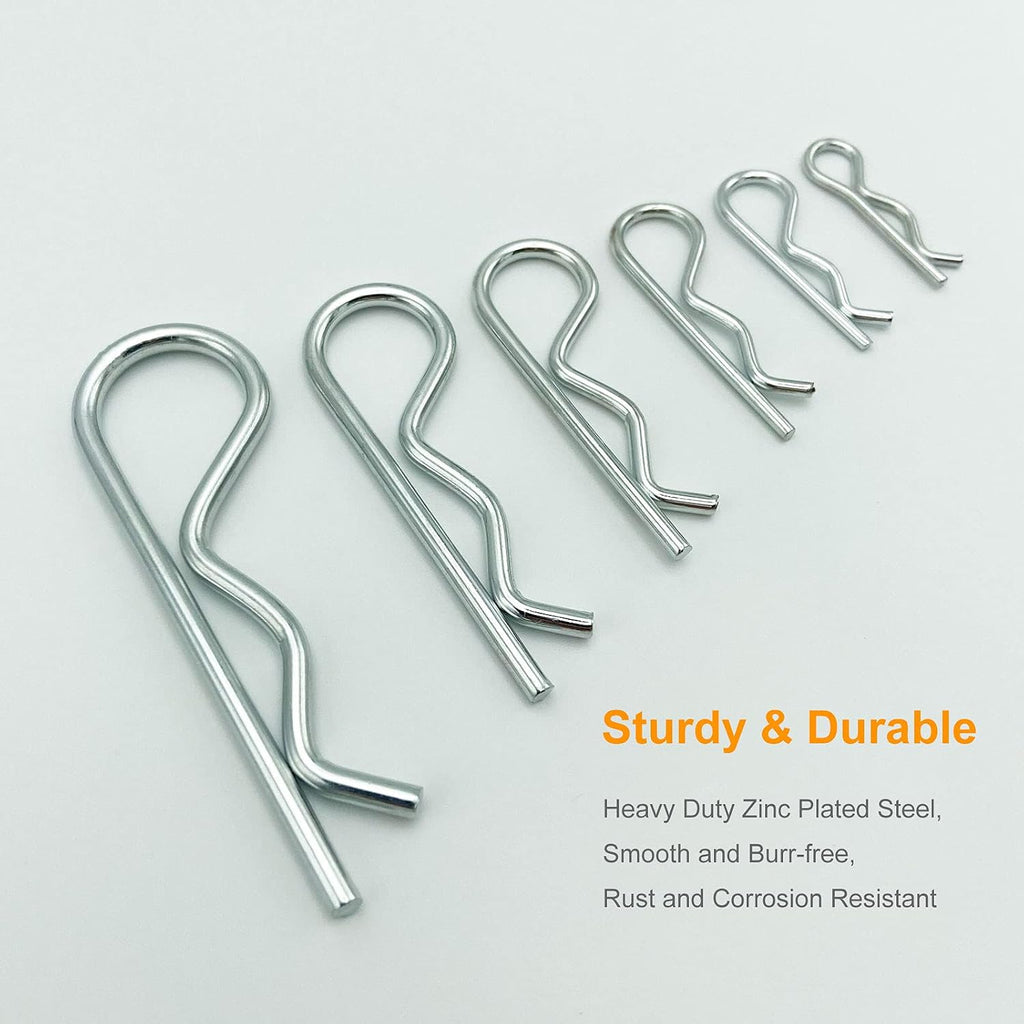 Cotter Pins, 30 Pcs Zinc Plated Spring Fastener Assortment Kit, Heavy Duty Cotter Hairpin for Hitch Pin Lock Systems