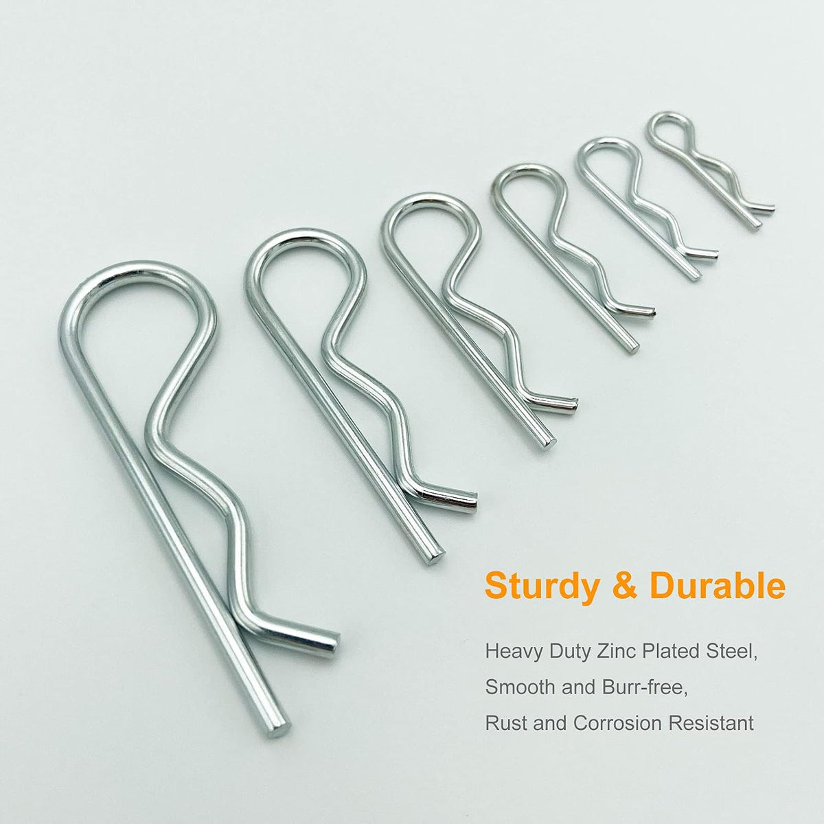 Cotter Pins, 30 Pcs Zinc Plated Spring Fastener Assortment Kit, Heavy Duty Cotter Hairpin for Hitch Pin Lock Systems