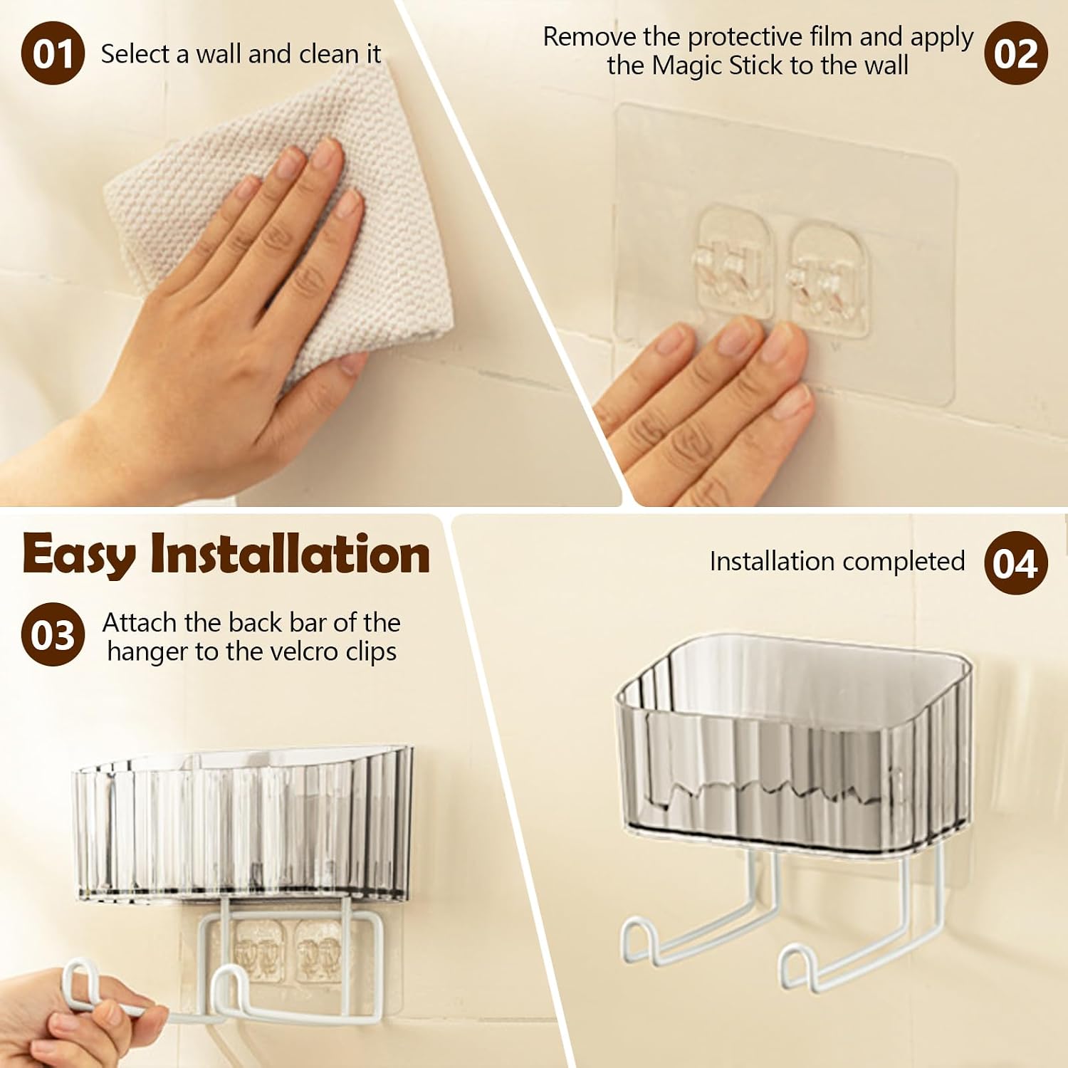 Wall Mount Headband Holder Hair Accessories Organizer, Self Adhesive Scrunchie Holder with Clear Acrylic Caddy for