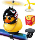 Rubber Duck Bike Decorations [New Stable Clamp Mount] Cute Squeak Duck Bike Bell [Two Helmet Propeller] Funny Bike