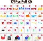 171Pcs Motorized Elevator Marble Run with Glow Marbles for Kids
