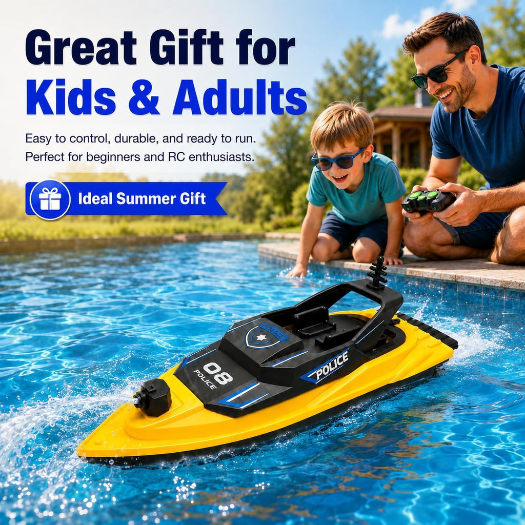 RC Boat with Water Spray, 2.4GHz Racing Toy for Pools and Lakes | Easy-to-Control, Summer Outdoor Gift for Boys &