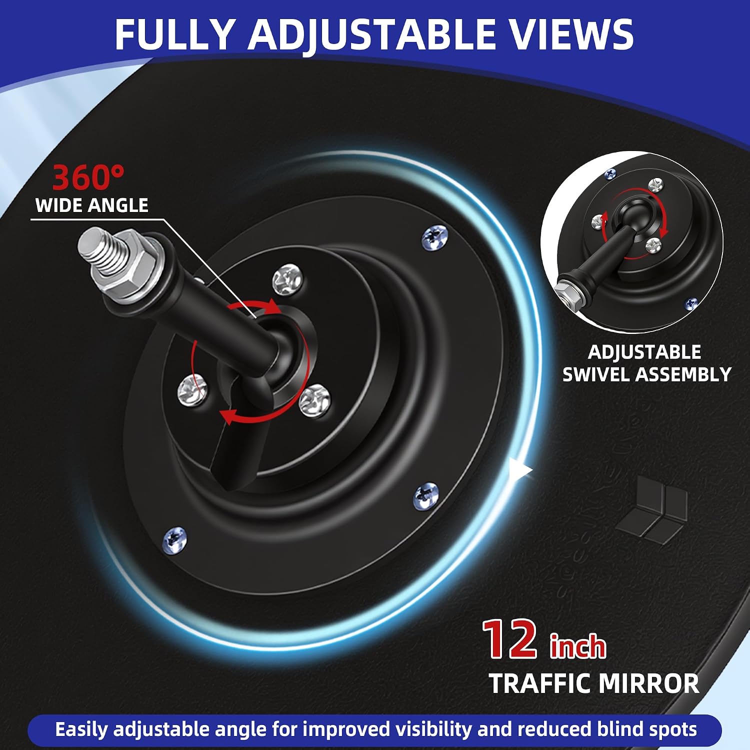 Shatterproof Acrylic Convex Mirror 12 Inch with LifetimeWarranty, Wide Angle Anti Theft Blind Spot Mirror with Wall