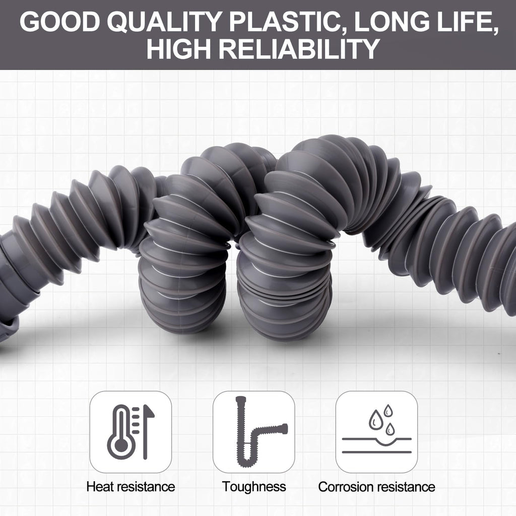 Sink Drain Kit, 1-1/2 Inch Expandable Flexible P-Trap 7.5 Inch - 17.7 Inch | Flexible Sink Drain Pipe for Bathroom