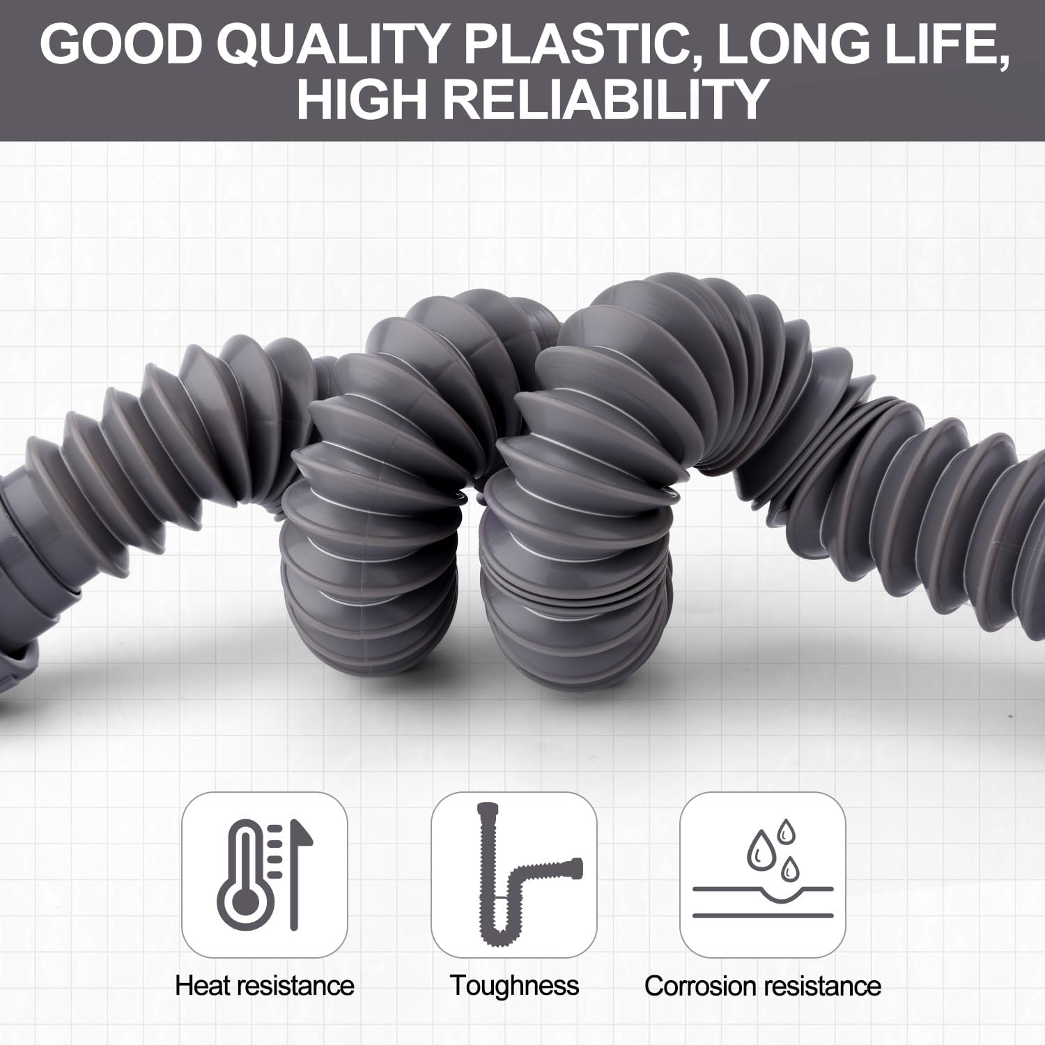 Sink Drain Kit, 1-1/2 Inch Expandable Flexible P-Trap 7.5 Inch - 17.7 Inch | Flexible Sink Drain Pipe for Bathroom