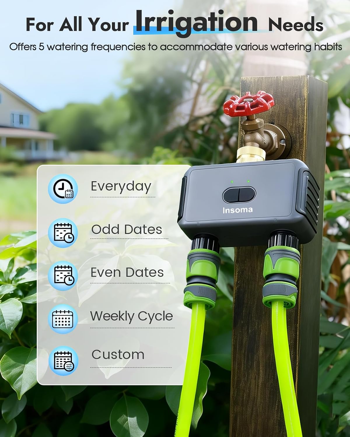 2-Zone WiFi Water Timer for Garden Hose, WiFi Hose Timers with Brass Inlet, No-Gateway 2.4GHz Remote APP & Voice