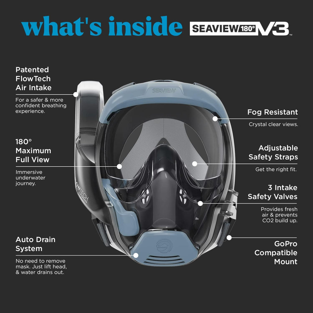 V3 Full Face Snorkel Mask Adult- The V3 is The Perfect Snorkeling Gear for Adults- Snorkel Mask with 180 Panoramic