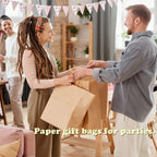 Kraft Paper Bags with Handles 12x7x12 Inch Large Brown 100 Bulk