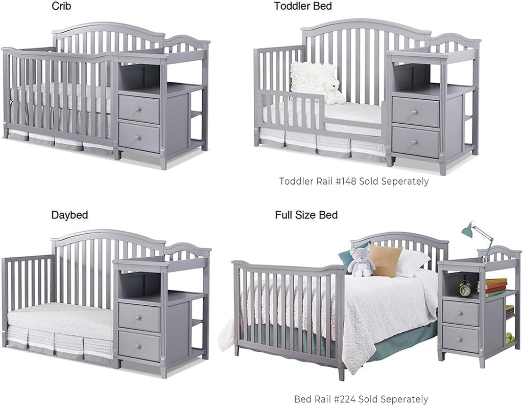 Furniture Berkley Crib and Changer with Slat Panel Back Classic -in- Convertible Diaper Changing Table Non-Toxic