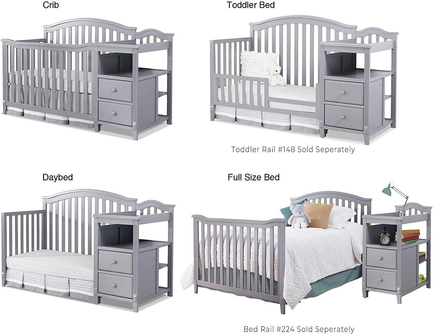 Furniture Berkley Crib and Changer with Slat Panel Back Classic -in- Convertible Diaper Changing Table Non-Toxic