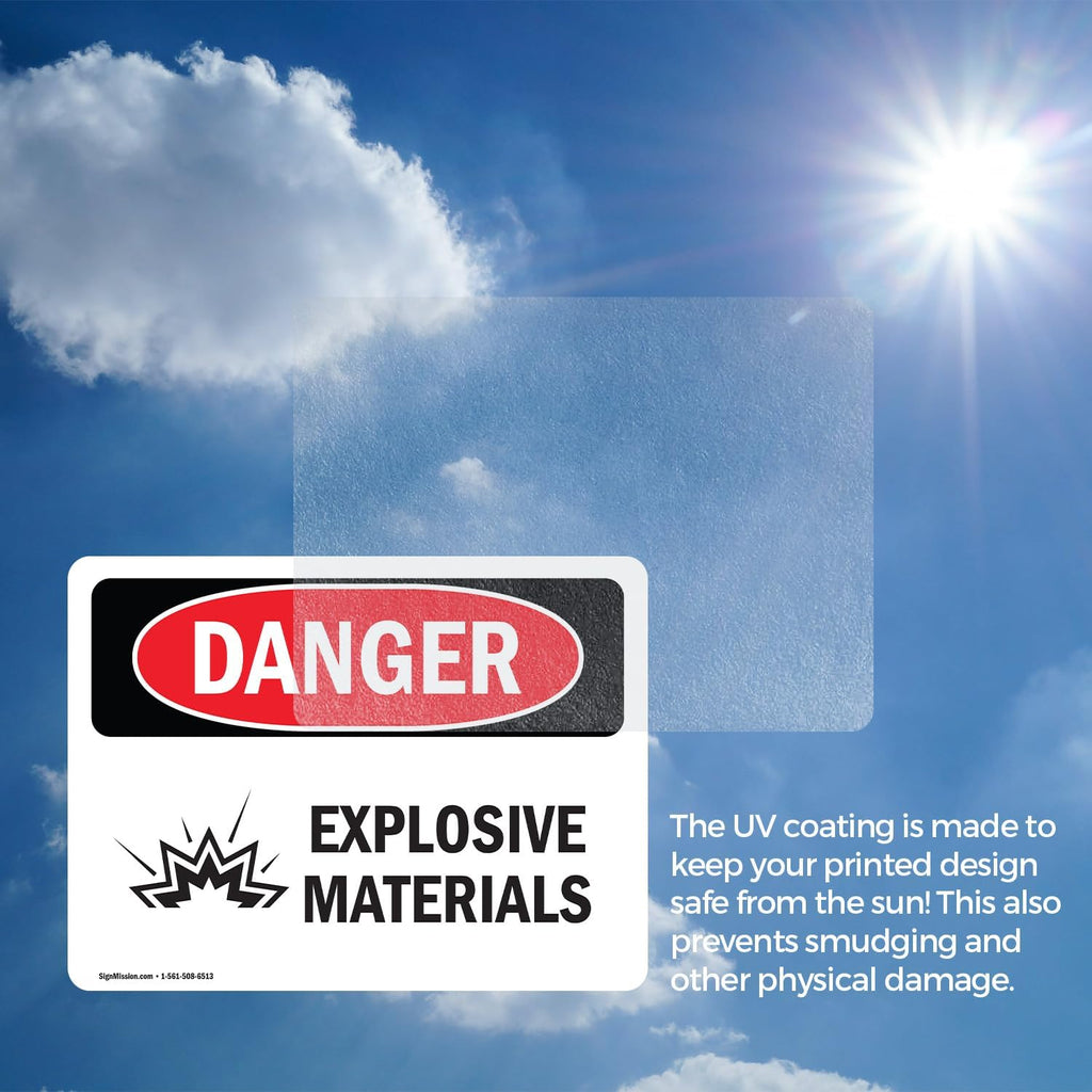(2 Pack) Explosive Materials OSHA Danger Sign 5 Inch X 3.5 Inch Vinyl Label Decal Sticker Weather Resistant, UV