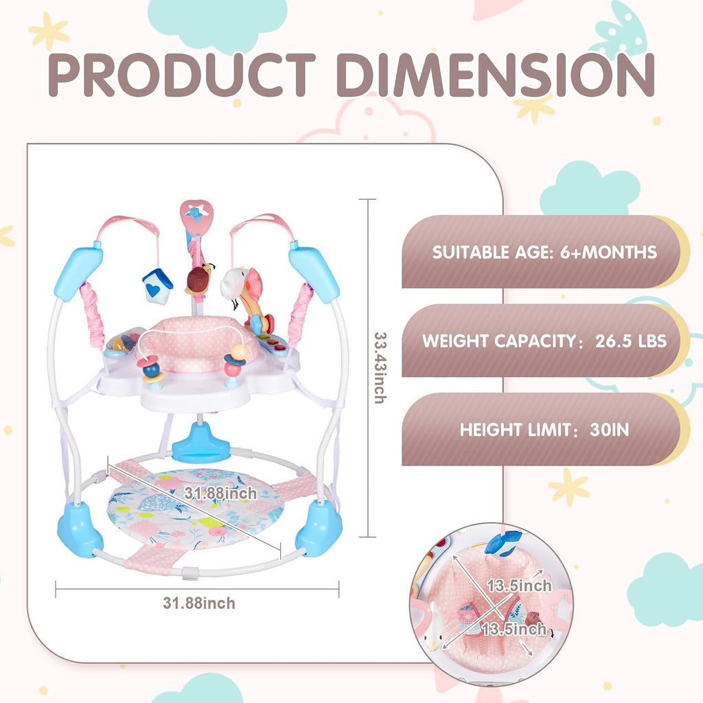 Baby Activity Center, 3-in-1 Baby Jumper, Infant Activity Center with 360° Rotating Seat, Music, Lights, 3 Adjustable