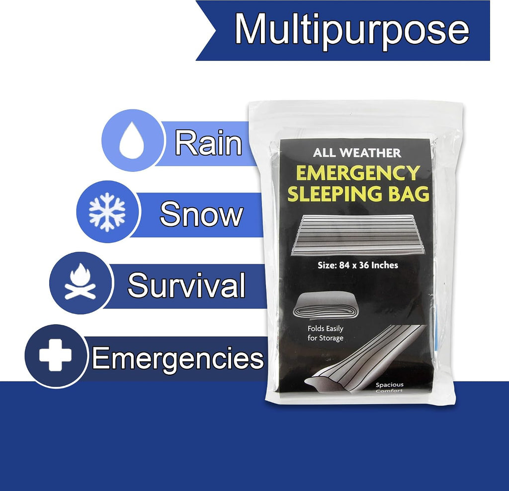 Mylar Emergency Thermal Blanket Sleeping Bag for Survival (2 Pack), Thick Reusable Mylar Space Blankets Bulk 84"L x