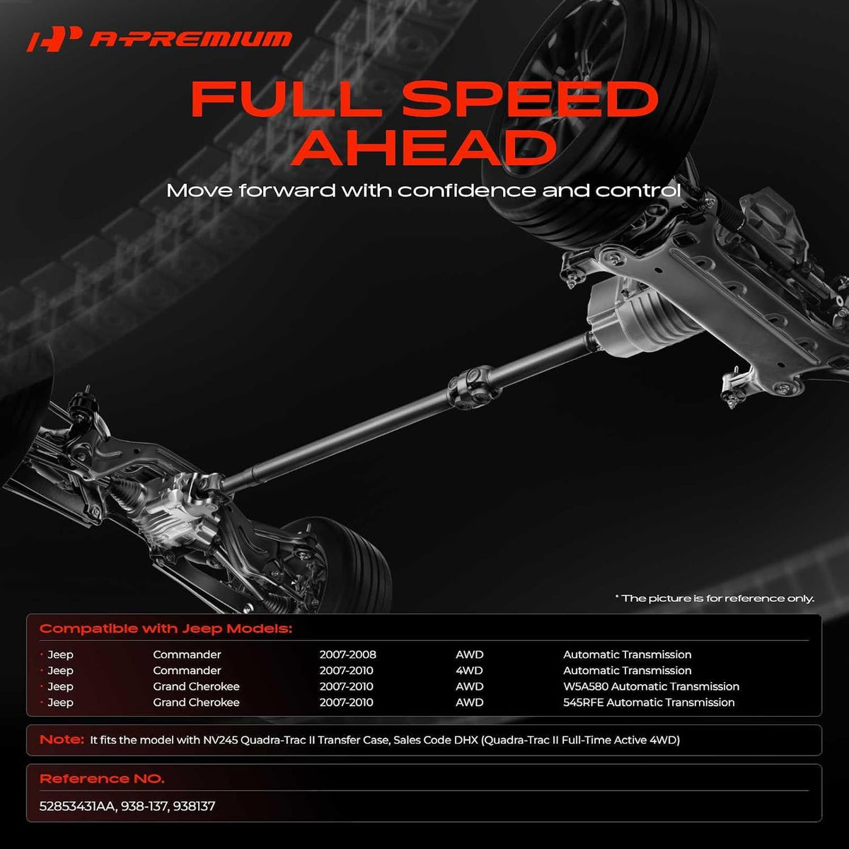 A-Premium Front Drive Shaft Driveshaft Assembly Compatible with Jeep