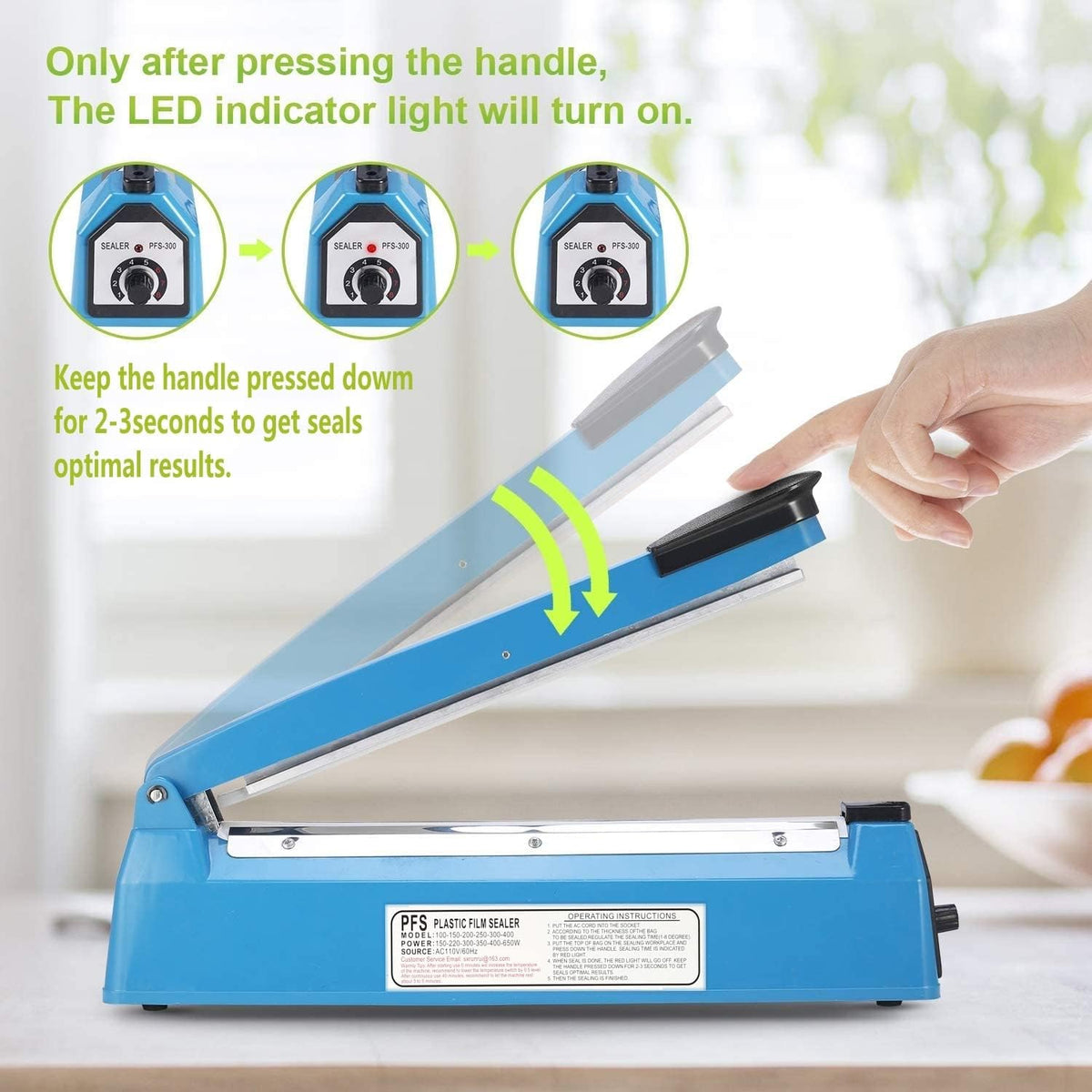 Impulse Heat Sealer - Manual 8 Inch Sealing Machine for Plastic Bags with Extra Replace Element Grip