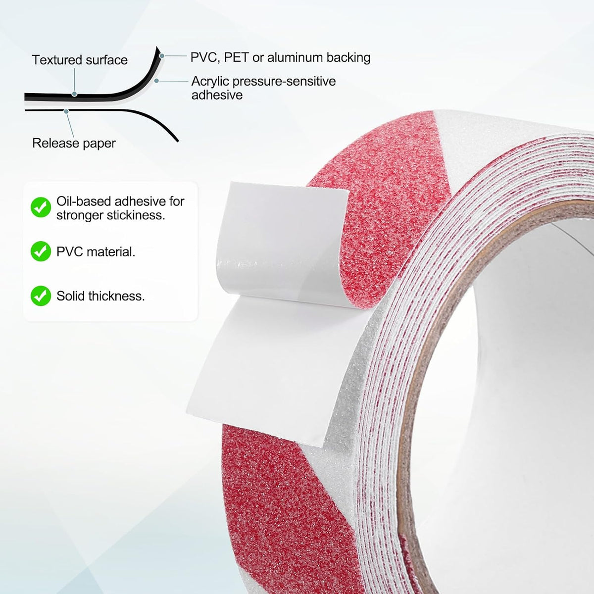 Anti-Slip Grip Tape,1.97"x16.4ft Traction Tape with Roller,Red-white