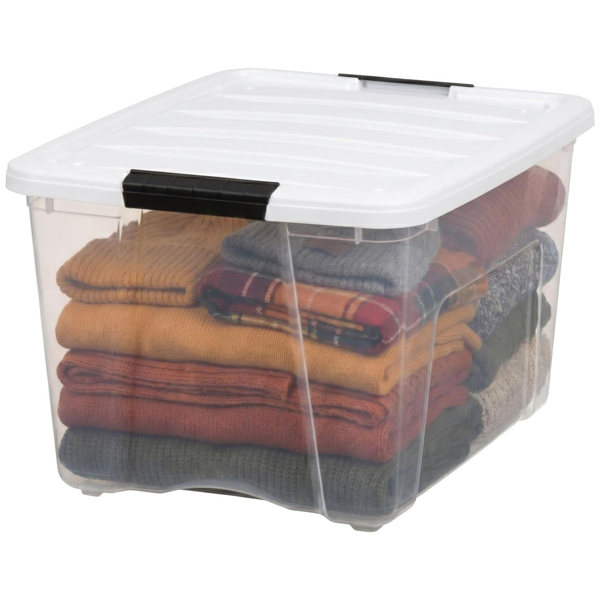 40 Qt Storage Bins with Lids, 6 Pack, Clear/White