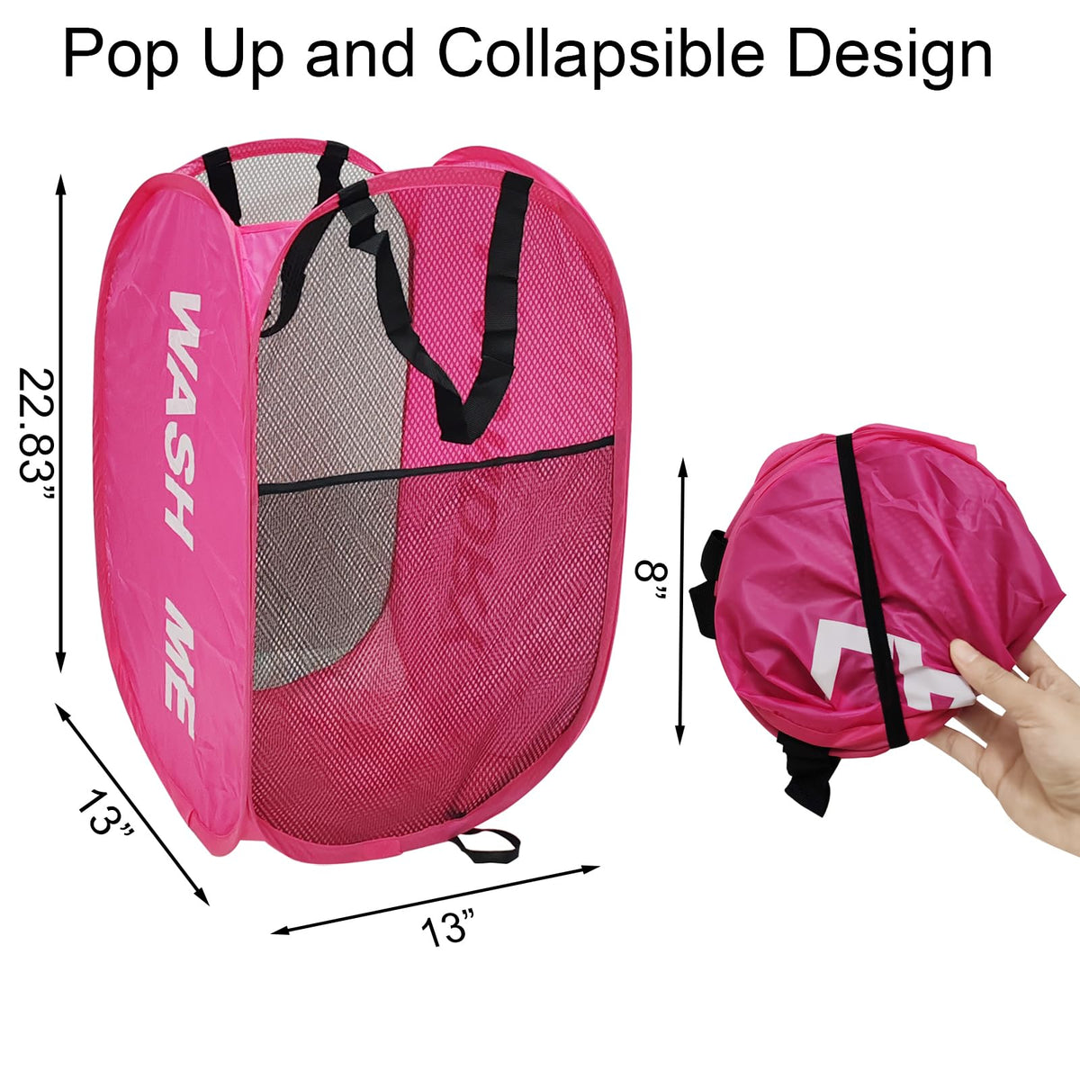 Collapsible Laundry Hamper 2 pack Mesh Pop Up Laundry Hamper with Handles, Foldable Laundry Basket for Bedroom