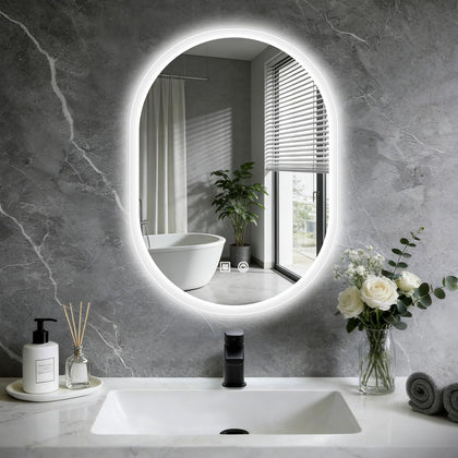 16x24 LED Bathroom Mirror with Lights Oval, Lighted Bathroom Vanity Mirror for Wall, Front Lit and Backlight