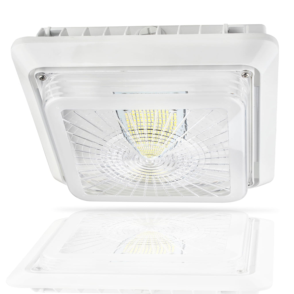 LED Parking Garage Canopy Light, 30/40/55W Selectable, 3CCT, 0-10V Dimmable