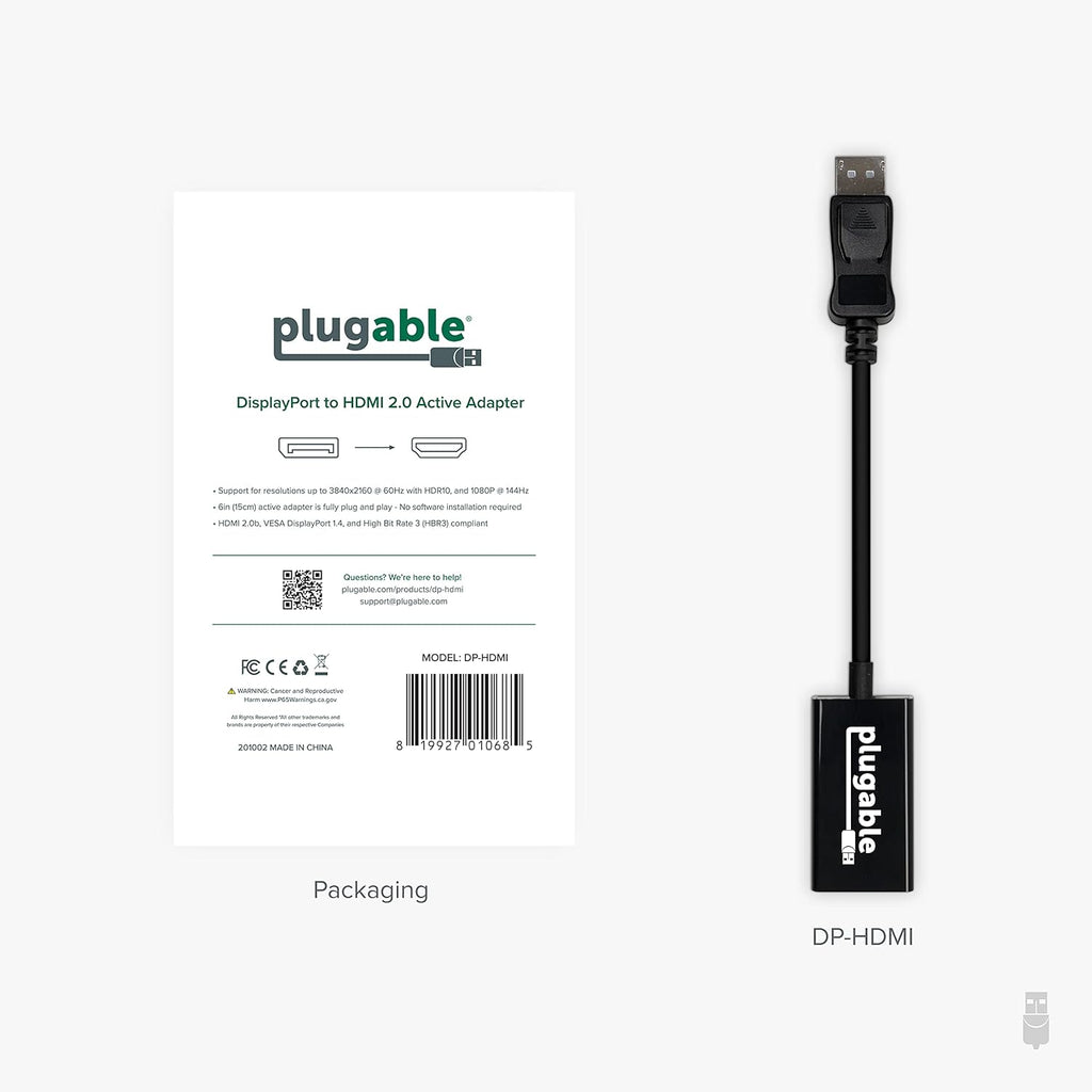 Active DisplayPort to HDMI Adapter, Uni-Directional, Driverless, Adapts Any Full-Sized DP Port to Enable Connecting a