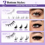 B&Q Bottom Lashes 3 Styles Natural,Manga,Dramatic Bottom Lash Clusters (01)