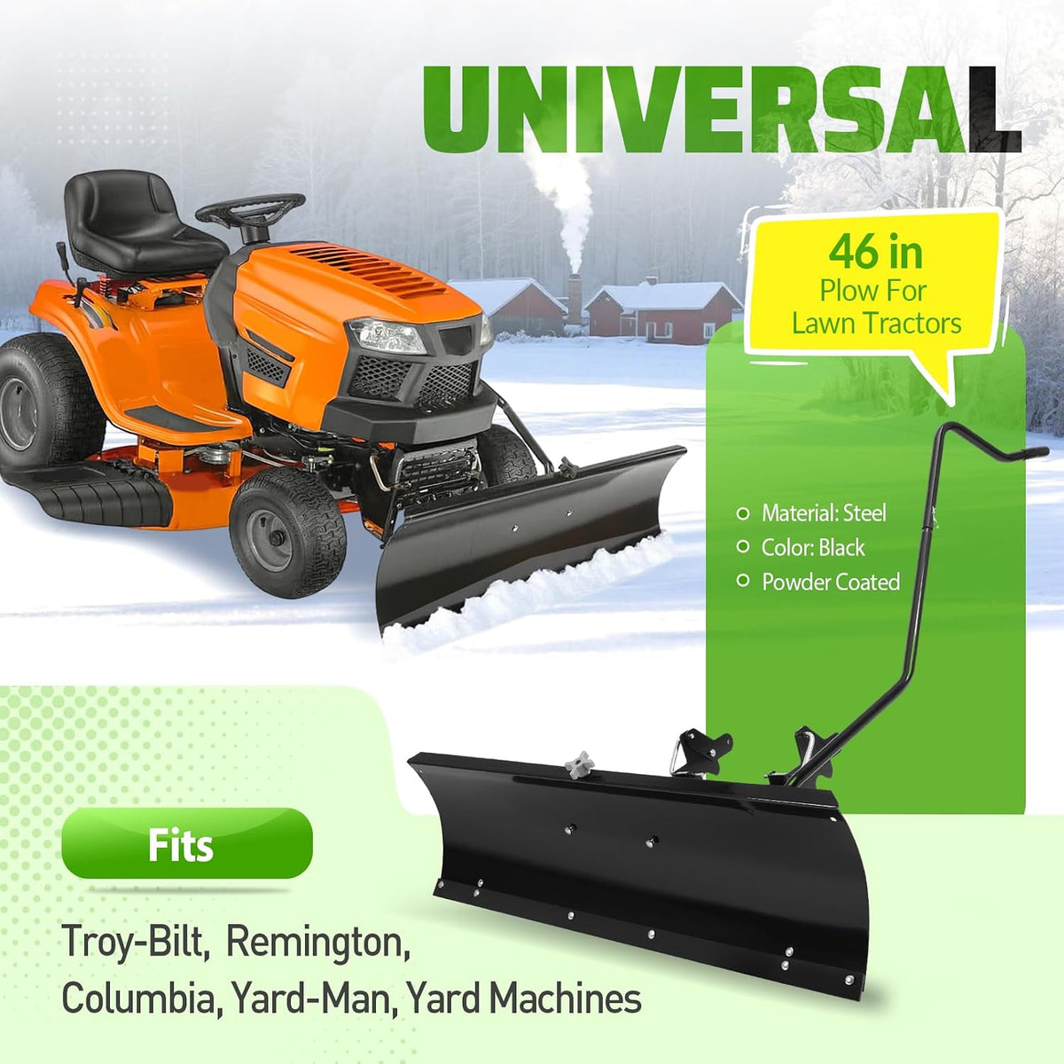 46" Black Snow Blade Plows Attachment Compatible with Columbia, Troy-Bilt, Remington, Yard-Man and Yard Machines