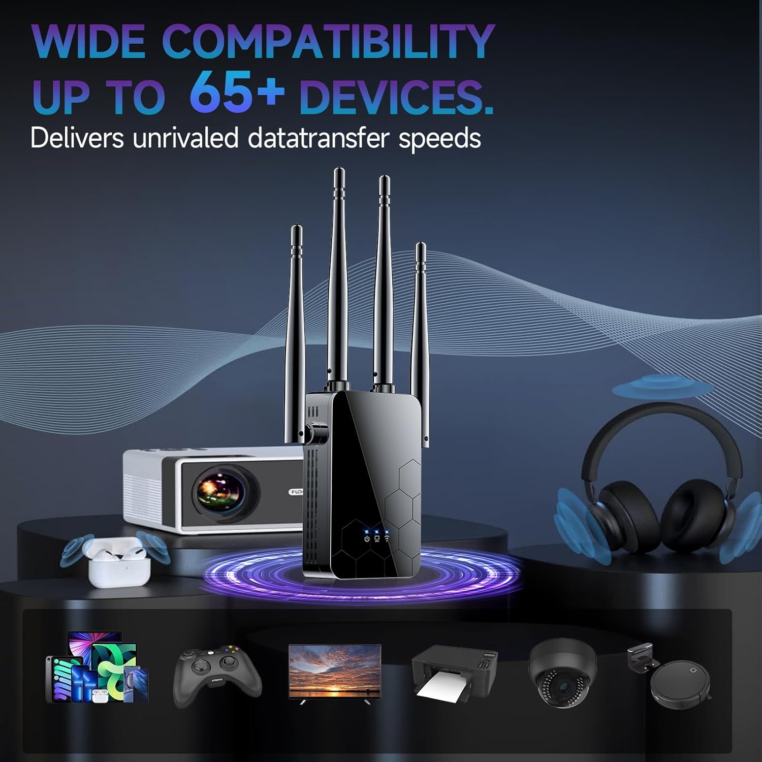 2026 WiFi Extender Internet Booster, 10000 Sq.ft Long Range Repeater Wireless Routers Amplifier, Mesh Wi-Fi 80%
