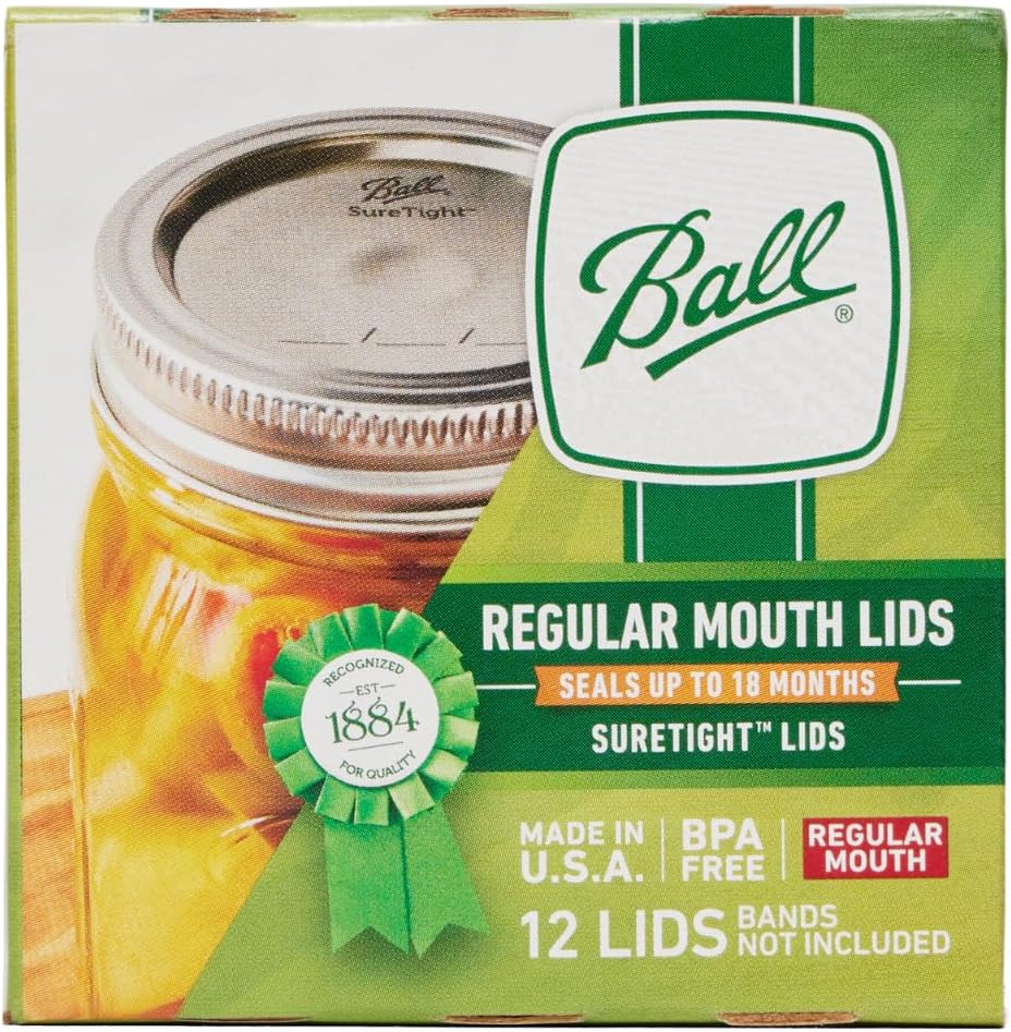 Mason Jar Lids, Regular Mouth, 12 CT (Pack of 6)