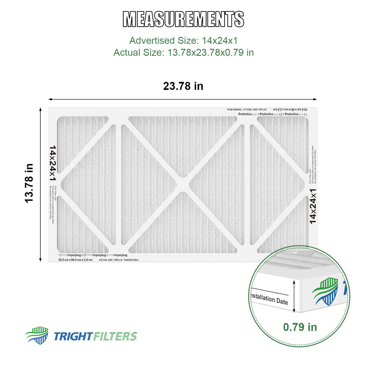 14x24x1 Air Filter 4 Pack, MERV 8 Pleated HVAC Furnace Filter