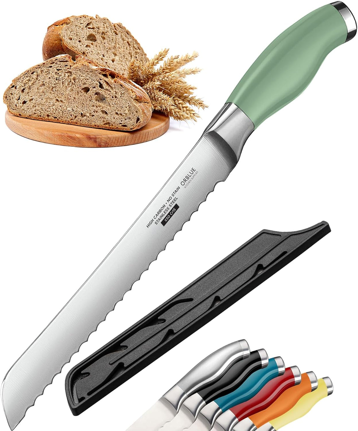 Serrated Bread Knife with Upgraded Stainless Steel Razor Sharp Wavy Edge Width - Bread Cutter Ideal for Slicing