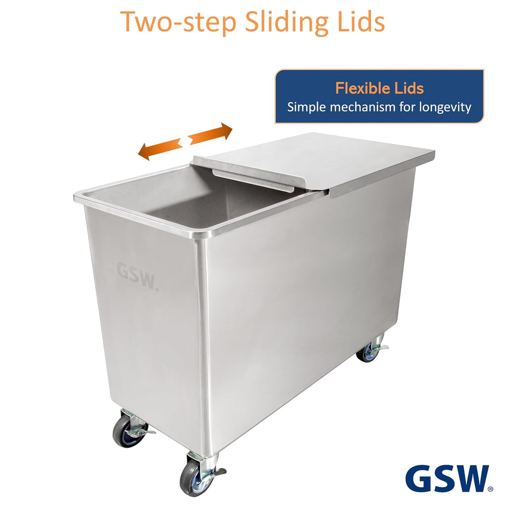 DN-FB100 Commercial Stainless Steel Flour Bin with 2 Sliding Lids Storage Container (100 QT)