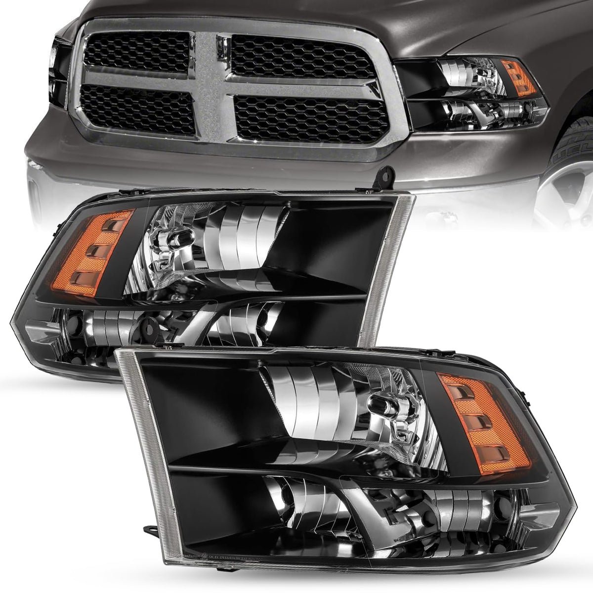 Headlight Assembly Compatible with 2009-2018 Dodge Ram 1500