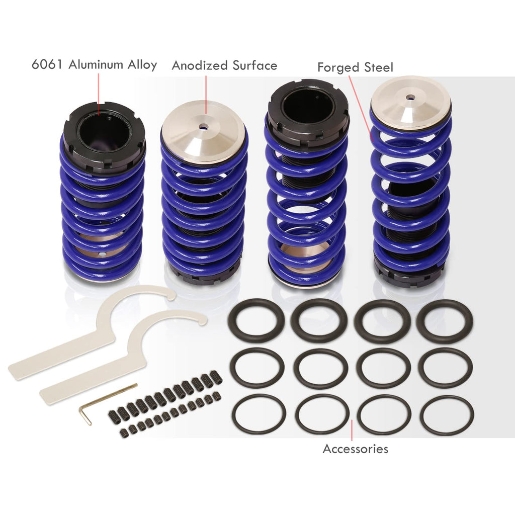 Height Adjustable Suspension Performance Lowering Springs Coilover Scaled Sleeves Kit Blue Compatible/Replacement For