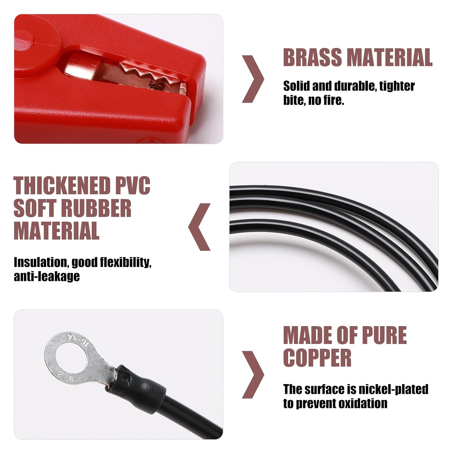 3.3FT Electric Fence Wire Alligator Clips, Electric Fence Kit Connect Energizer, and Electric Fence Charger Solar
