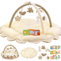 5-in-1 Plush Baby Play Gym, Activity Mat with Convertible Gym, Baby Gym 6 Sensory Toys, Play Center for Newborn to