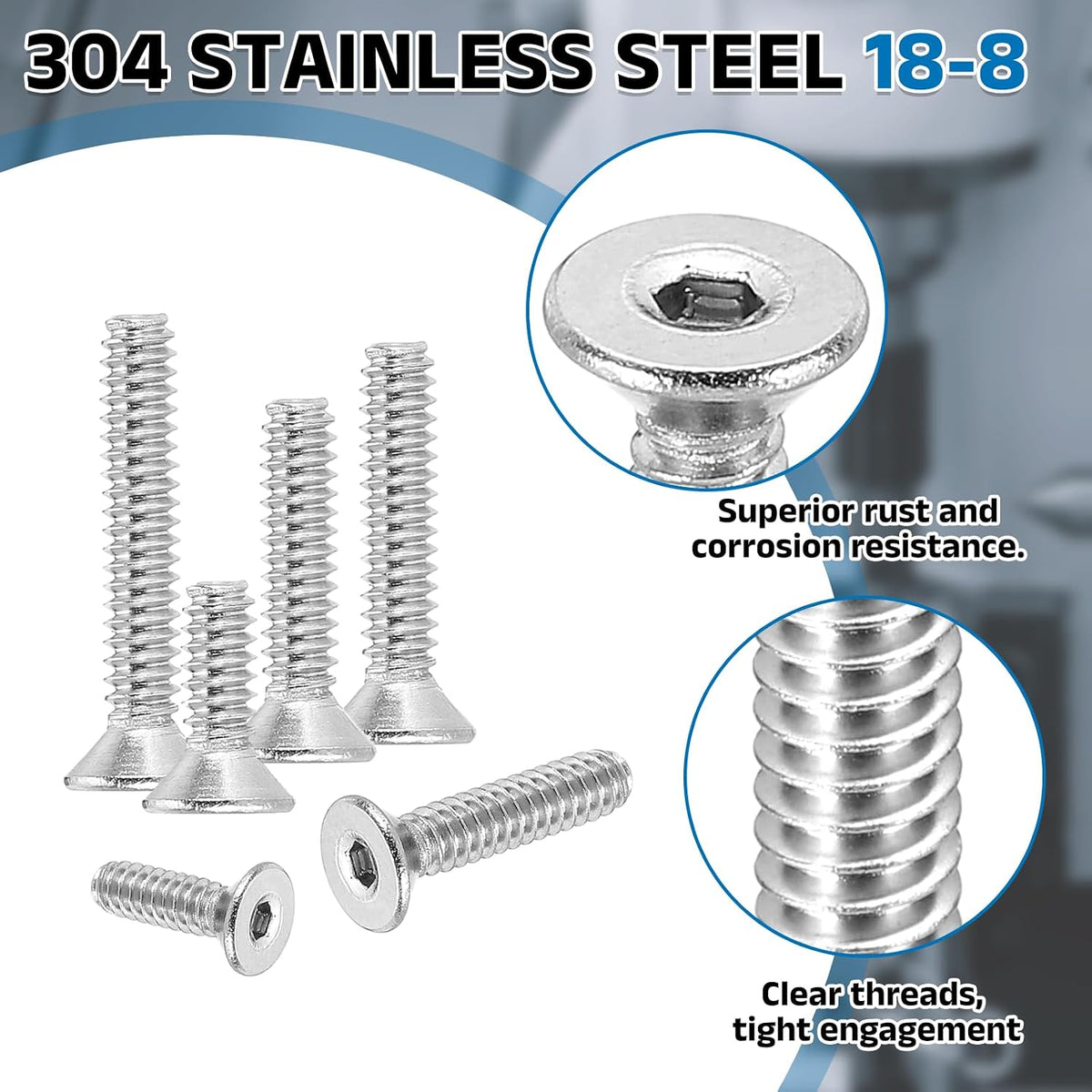 PATIKIL 10 Pcs #10-32 x 4 Flat Head Socket Cap Screws Machine Screws