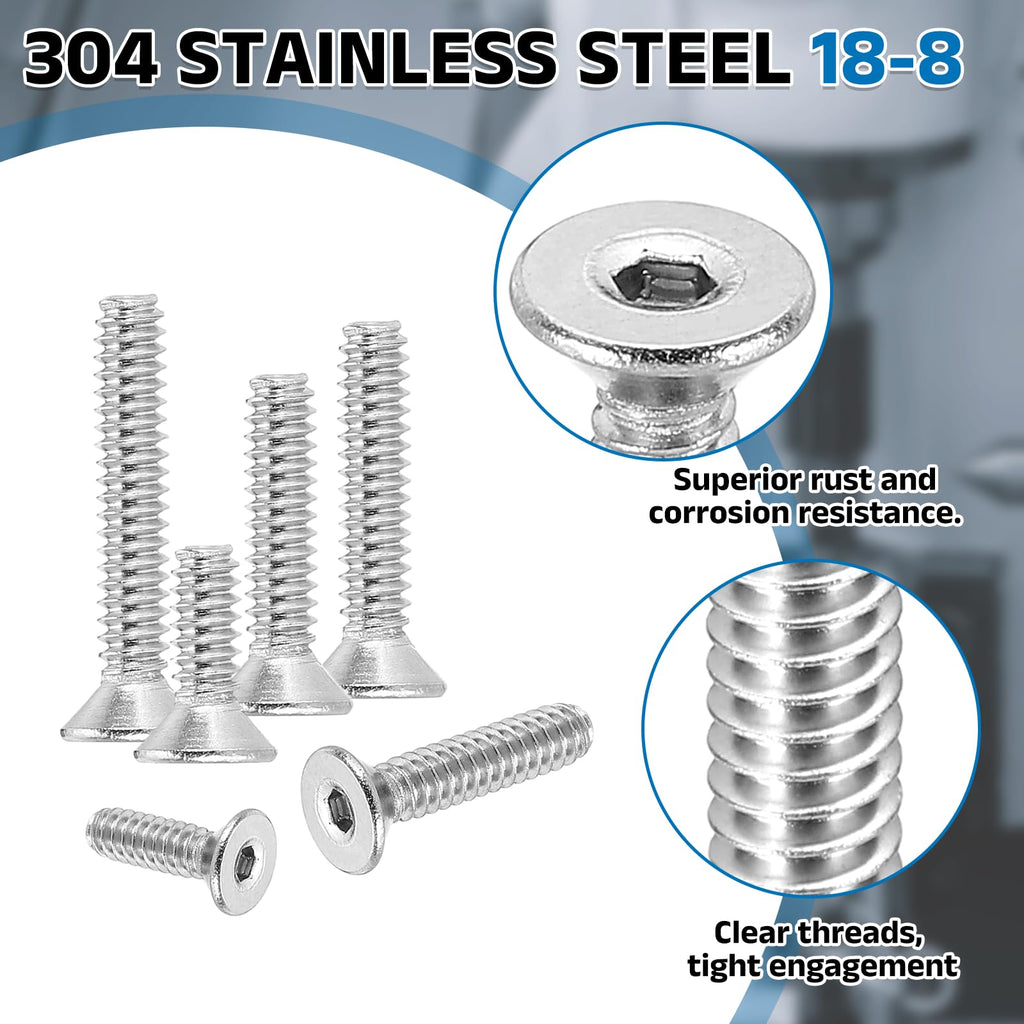 PATIKIL 20 Pcs #10-32 x 2 Flat Head Socket Cap Screws Machine Screws