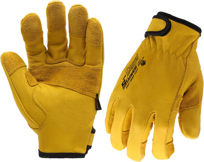 ANSI A9 Cut Resistant Leather Work Gloves, PM3401 Cut Proof Gloves, Reinforced Fingertips & Palm Cowhide Work Gloves