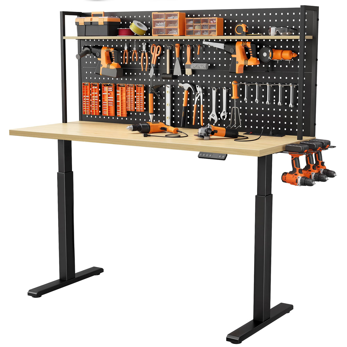 59"x24" Garage Work Bench Electric Height Adjustable with Pegboard