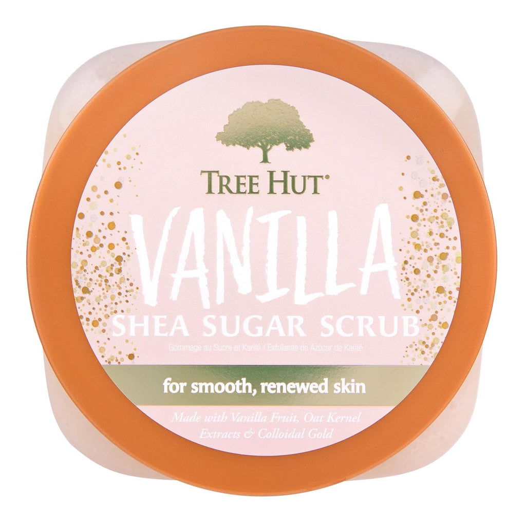 Vanilla Body Scrub, Exfoliating & Hydrating Sugar Scrub with Shea Butter & Essential Oils, Smooth Skin, Body