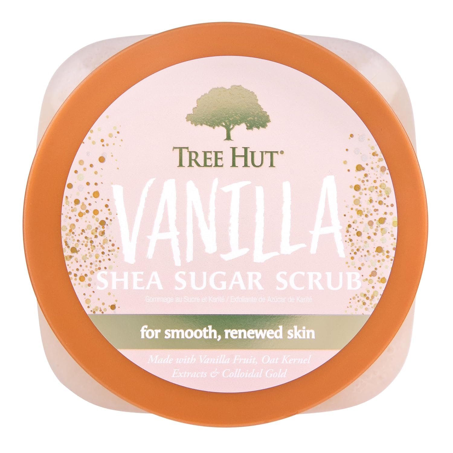 Vanilla Body Scrub, Exfoliating & Hydrating Sugar Scrub with Shea Butter & Essential Oils, Smooth Skin, Body