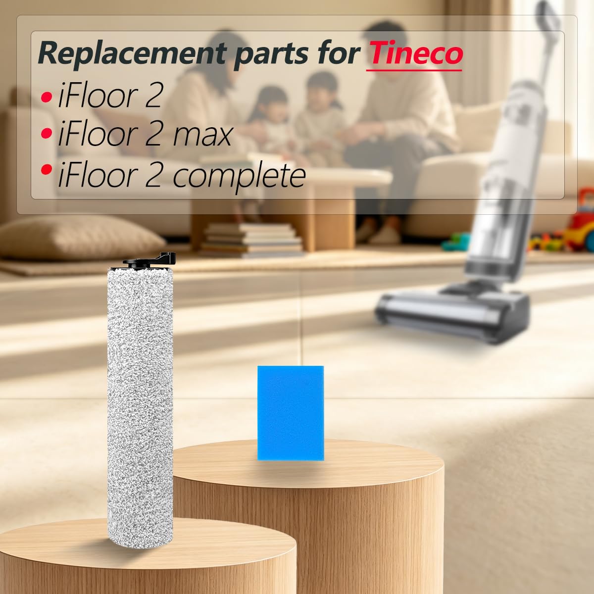 IFLOOR 2 Roller Replacement Parts Compatible with Tineco Wet Dry Vacuum